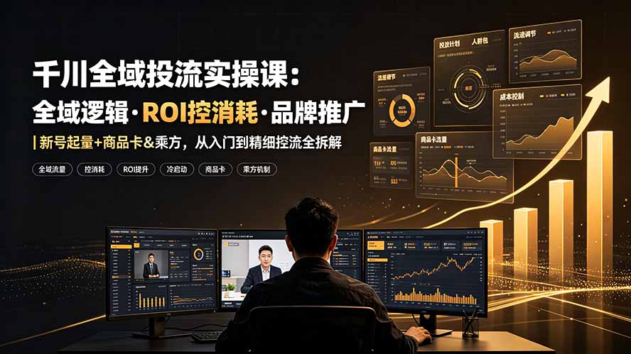 千川全域投流实操课：全域逻辑·ROI控消耗·品牌推广｜新号起量+商品卡&乘方，从入门到精细控流全拆解-仙女副业网