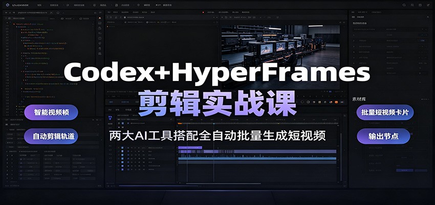Codex+HyperFrames剪辑实战课：两大AI工具搭配全自动批量生成短视频-仙女副业网