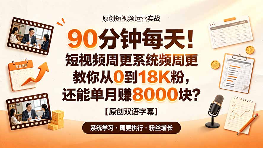 90 分钟每天!短视频周更系统教你从 0 到 18K 粉,还能单月赚 8000 块?【原创双语字幕】-仙女副业网