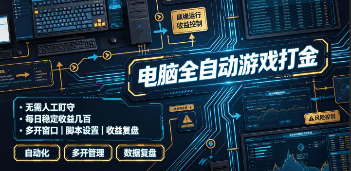 电脑全自动游戏打金,无需人工盯守,每日稳定收益几百!【揭秘】-仙女副业网