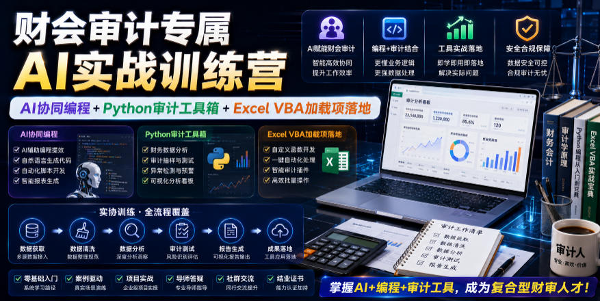 财会审计专属AI实战训练营|AI协同编程+Python审计工具箱+Excel VBA加载项落地(更新0710)-仙女副业网