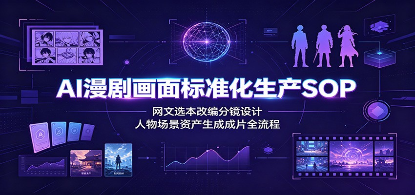 AI漫剧画面标准化生产SOP：网文选本改编分镜设计，人物场景资产生成成片全流程-仙女副业网