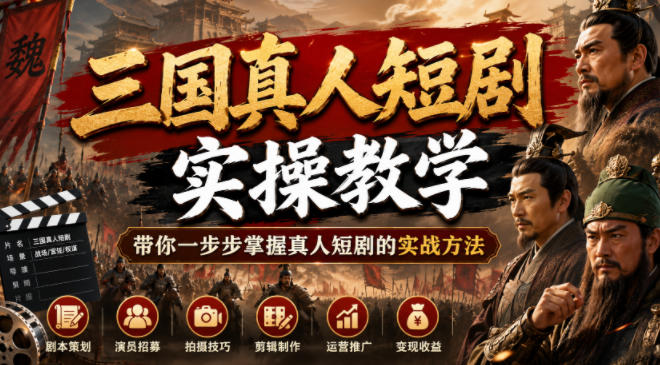 三国真人短剧实操教学，带你一步步掌握真人短剧的实战方法-仙女副业网