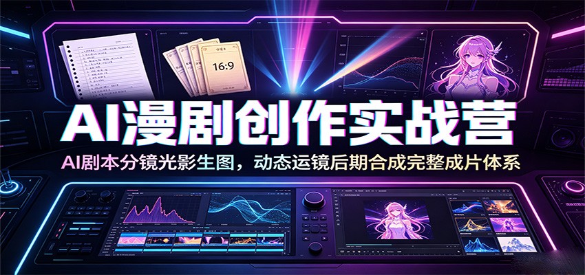 AI漫剧创作实战营：AI剧本分镜光影生图，动态运镜后期合成完整成片体系-仙女副业网