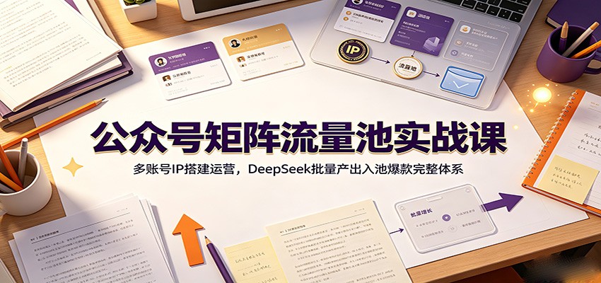公众号矩阵流量池实战课：多账号IP搭建运营，DeepSeek批量产出入池爆款完整体系-仙女副业网