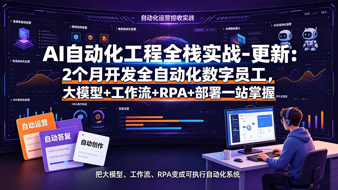 AI自动化工程全栈实战-更新:2个月开发全自动化数字员工,大模型+工作流+RPA+部署一站式掌握-仙女副业网