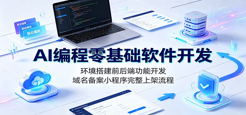 AI编程零基础软件开发:环境搭建前后端功能开发,域名备案小程序完整上架流程-仙女副业网