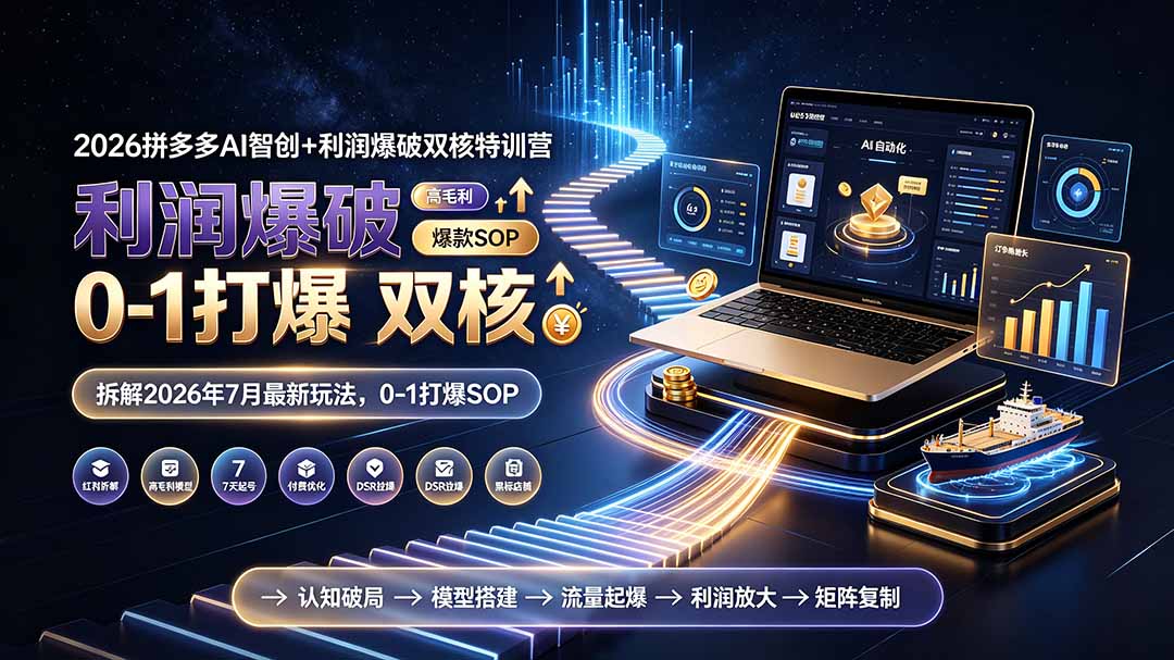 2026拼多多AI智创+利润爆破双核特训营-拆解2026年7月最新玩法,0-1打爆SOP-仙女副业网