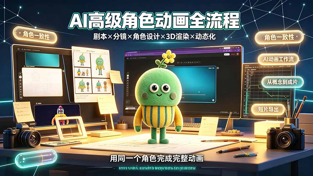 AI高级角色动画全流程:剧本×分镜×角色设计×3D渲染×动态化,从概念到成片一站式教学-仙女副业网