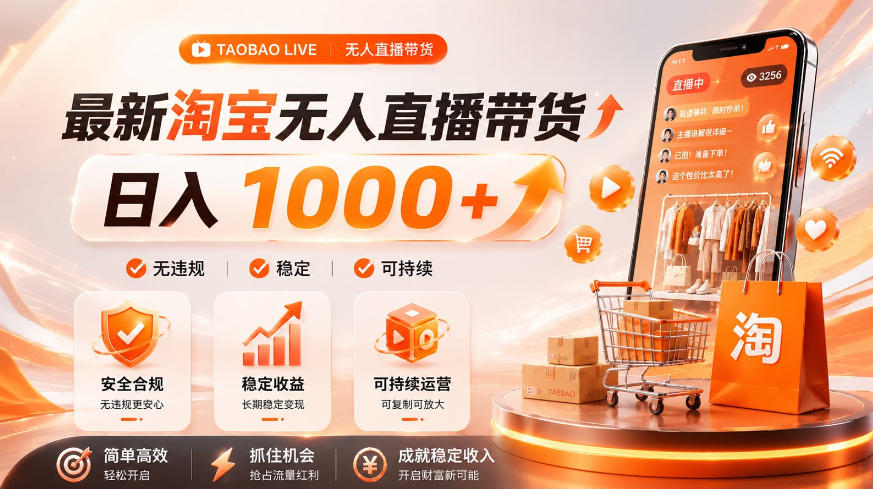 拒绝死工资！淘宝无人直播，让你睡觉都在进账，单设备日入1k+普通人的变现蓝海【揭秘】-仙女副业网