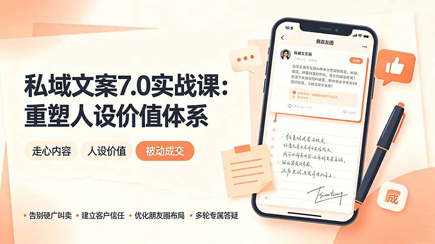 私域文案实战课7.0:重塑人设价值体系|-告别硬广推销×走心内容×自我价值塑造,实现被动成交-仙女副业网