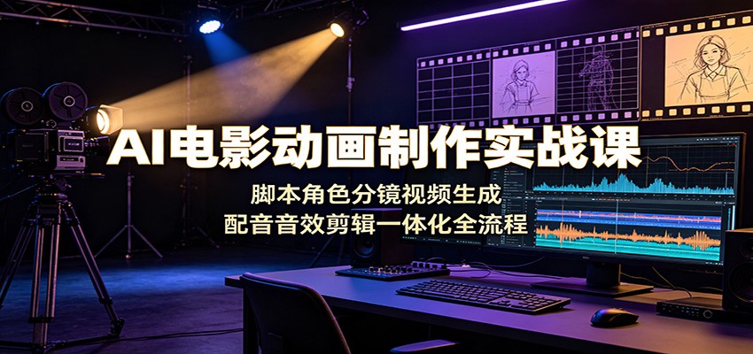 AI电影动画制作实战课:脚本角色分镜视频生成,配音音效剪辑一体化全流程-仙女副业网