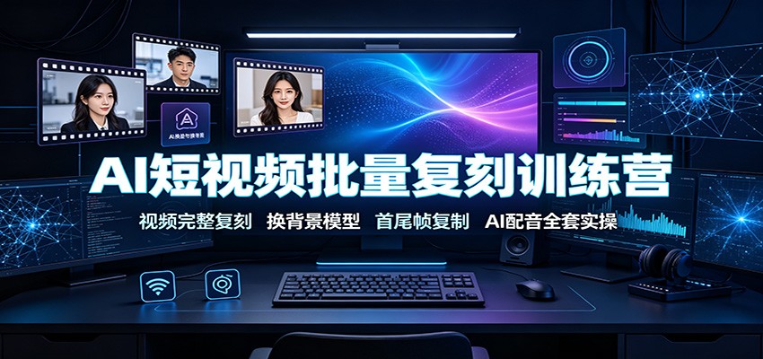 AI短视频批量复刻训练营:视频完整复刻,换背景模型、首尾帧复制、AI配音全套实操-仙女副业网