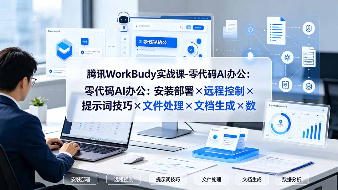 腾讯WorkBuddy实战课-零代码AI办公：安装部署×远程控制×提示词技巧×文件处理×文档生成×数据分析-仙女副业网