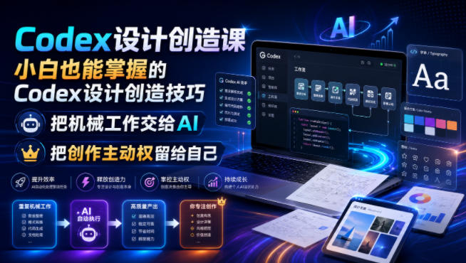 Codex设计创造课，小白也能掌握的Codex设计创造技巧，把机械工作交给AI，把创作主动权留给自己-仙女副业网