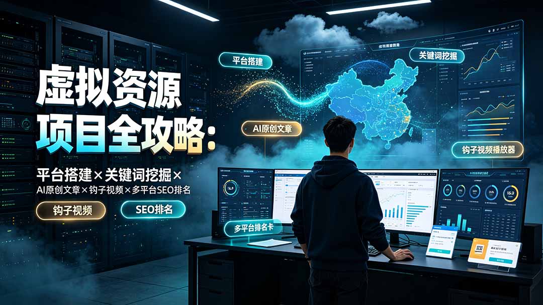 虚拟资源项目全攻略:平台搭建×关键词挖掘×AI原创文章×钩子视频×多平台SEO排名-仙女副业网