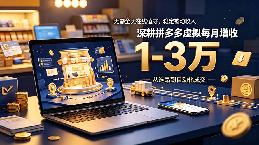无需全天在线值守，稳定被动收入，深耕拼多多虚拟每月增收 1-3 万-仙女副业网