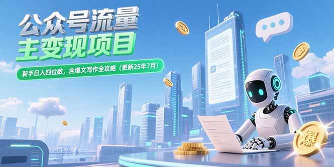 公众号流量主变现项目，新手日入四位数，含爆文写作全攻略(更新25年7月-仙女副业网