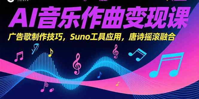 AI音乐作曲变现课，广告歌制作技巧，Suno工具应用，唐诗摇滚融合-仙女副业网