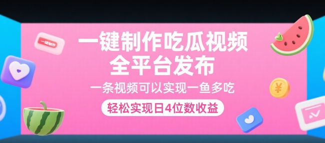 一键制作吃瓜视频，全平台发布，一条视频可以实现一鱼多吃，轻松实现日4位数收益【揭秘】-仙女副业网