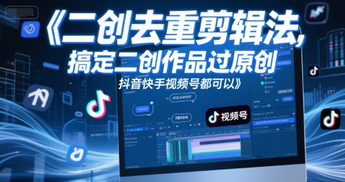 短视频二创去重剪辑法，搞定二创作品过原创，抖音快手视频号都可以-仙女副业网