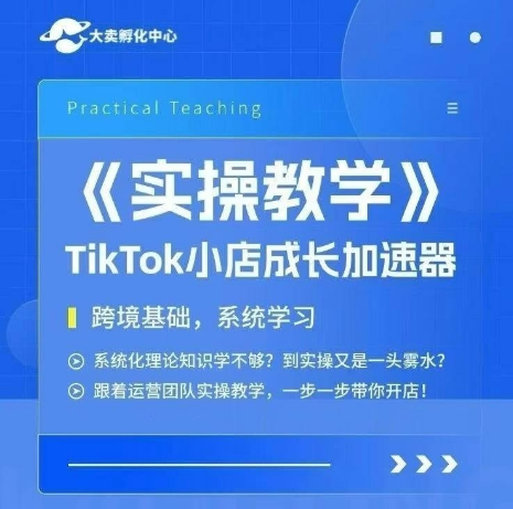 大卖家孵化中心TikTok实操课，TikTok小店成长加速器，跨境基础系统学习，一步一步带你开店-仙女副业网