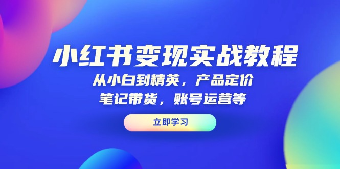 小红书变现实战教程：从小白到精英，产品定价，笔记带货，账号运营等-仙女副业网