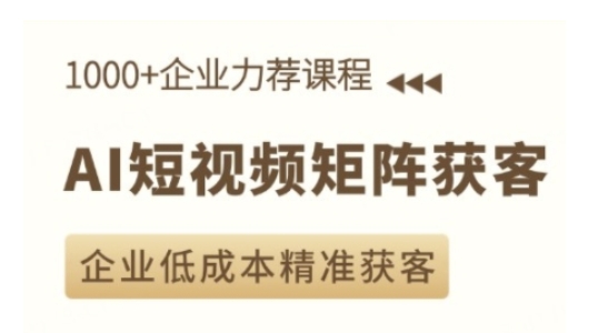 AI短视频矩阵获客实操课，企业低成本精准获客-仙女副业网