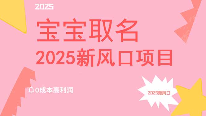 2025新风口项目宝宝取名，0成本高利润，附保姆级教程，月入过万不是梦-仙女副业网