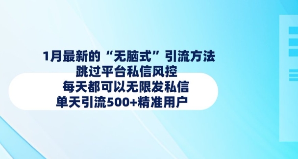 1月最新的无脑式引流方法，跳过平台私信风控，每天都可以无限发私信，单天引流500+精准用户-仙女副业网