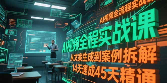 AI视频全流程实战课，从文案生成到案例拆解，14天速成45天精通-仙女副业网