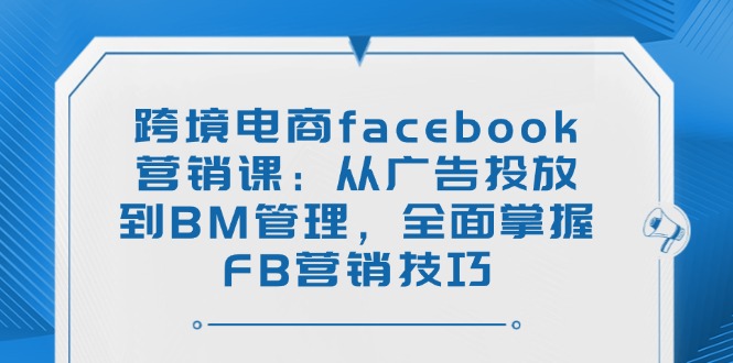 跨境电商facebook营销课：从广告投放到BM管理，全面掌握FB营销技巧-仙女副业网