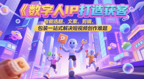 数字人IP打造获客变现实操课，智能选题、文案、剪辑、包装一站式解决短视频创作难题-仙女副业网