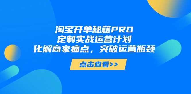 淘宝开单秘籍PRO，定制实战运营计划，化解商家痛点，突破运营瓶颈-仙女副业网