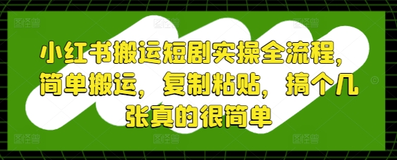 小红书搬运短剧实操全流程，简单搬运，复制粘贴，搞个几张真的很简单-仙女副业网