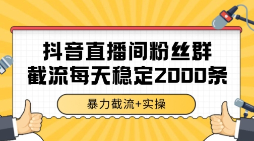 抖音直播间粉丝群暴力截流，一台电脑每天稳定2000条数据【揭秘】-仙女副业网
