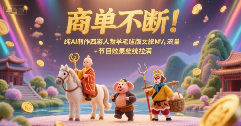 商单不断！纯AI制作西游人物羊毛毡版文旅MV，流量+节目效果统统拉满-仙女副业网