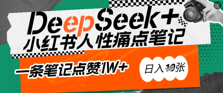 AI赋能小红书爆款秘籍：用DeepSeek轻松抓人性痛点，小白也能写出点赞破万的吸金笔记，日入多张-仙女副业网