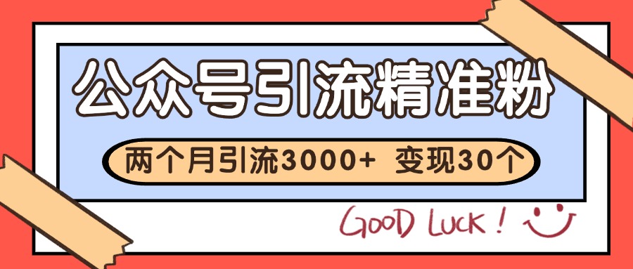 公众号精准粉引流玩法 2个月3000+精准粉 变现30万+-仙女副业网