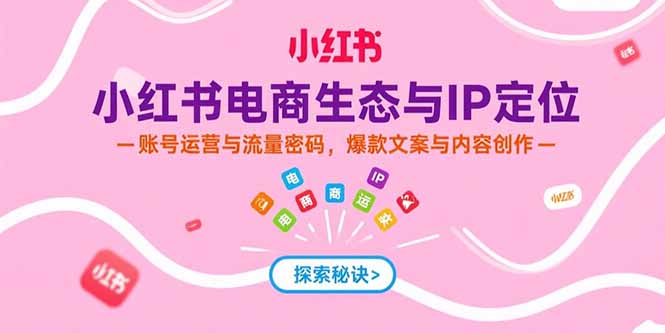 小红书电商生态与IP定位，账号运营与流量密码，爆款文案与内容创作-仙女副业网