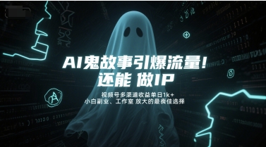 AI鬼故事引爆流量，还能做IP，视频号多渠道收益单日1k+，小白副业、工作室放大的最佳选择-仙女副业网