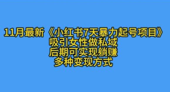 K总部落11月最新小红书7天暴力起号项目，吸引女性做私域【揭秘】-仙女副业网