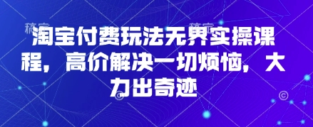 淘宝付费玩法无界实操课程，高价解决一切烦恼，大力出奇迹-仙女副业网