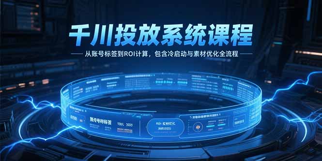 千川投放系统课程，从账号标签到ROI计算，包含冷启动与素材优化全流程-仙女副业网