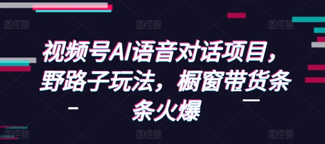 视频号AI语音对话项目，野路子玩法，橱窗带货条条火爆-仙女副业网