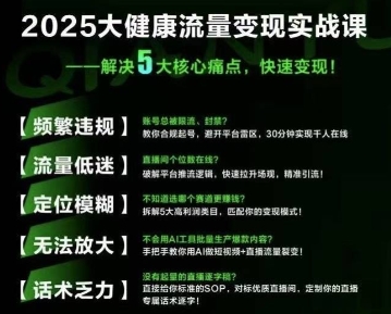 大健康流量全域新增长8.0，三月底线下课视频，大健康万亿蓝海，从类目突围到模式迭代-仙女副业网