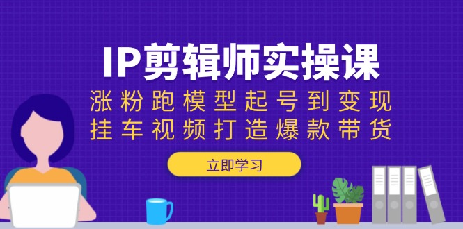 IP剪辑师实操课：涨粉跑模型起号到变现，挂车视频打造爆款带货-仙女副业网