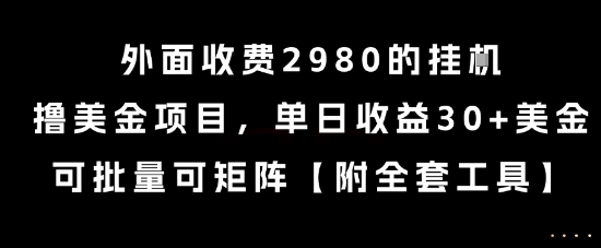 外面收费2980的挂G撸美金项目，单日收益30+美金，可批量可矩阵【揭秘】-仙女副业网