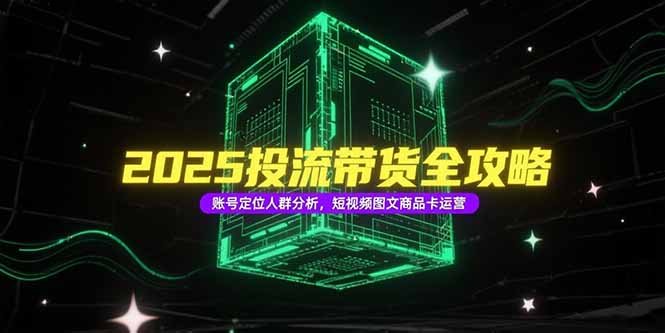 2025投流带货全攻略，账号定位人群分析，短视频图文商品卡运营-仙女副业网