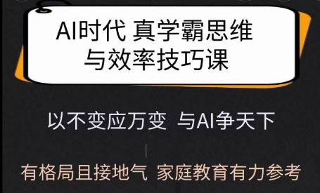 Ai时代真学霸思维与学习方法课，有格局且接地气，家庭教育有力参考-仙女副业网